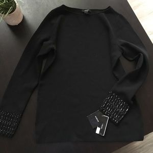 NWT Alfani Sequin beaded sleeve Med top